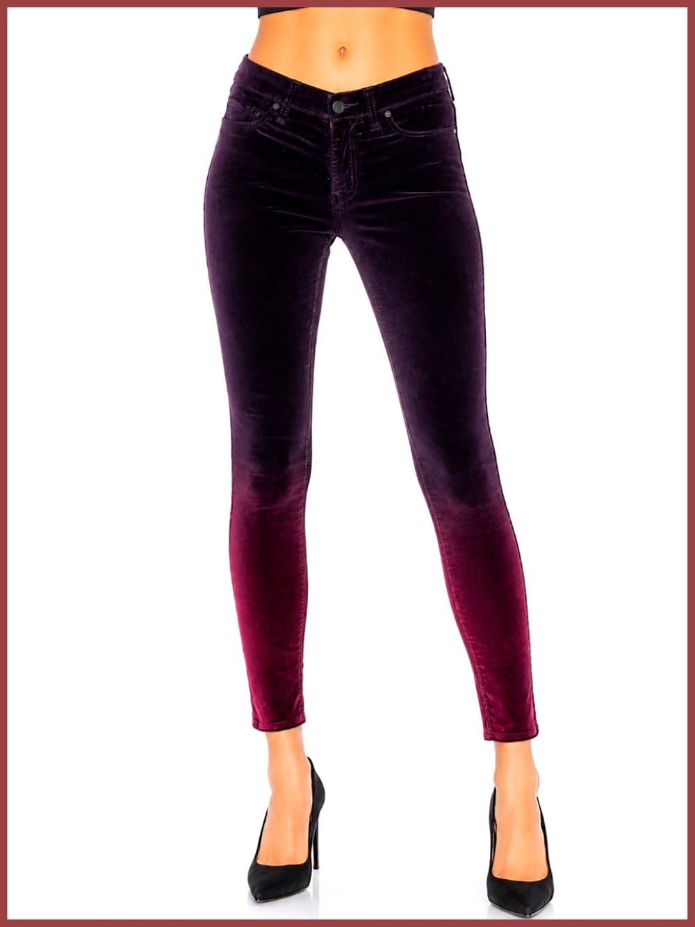 Hudson Velvet Dark Purple Ombré Skinny Jeans Pant